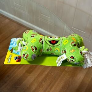 Brand New Bone Dog Toy With sesame street Rope And Squeaker.
